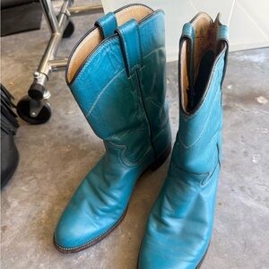 Justin Boots Teal Leather Western Boots